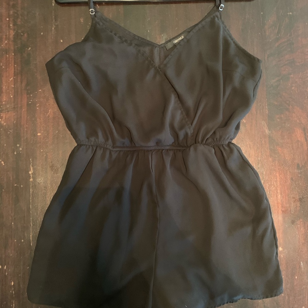Black silk romper